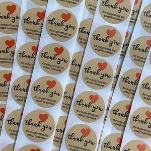 40 Small Thank You Stickers! (Quarter Size)